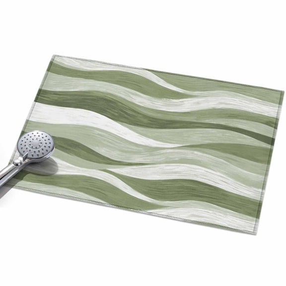 Sage Green Ocean Waves Washable Area Rug 2 x 3 ft Abstract Modern Ombre Stripes, Soft Non Slip Rugs Stain Repellent Indoor Felt Carpet for Living Dining Room Bedroom Home Office