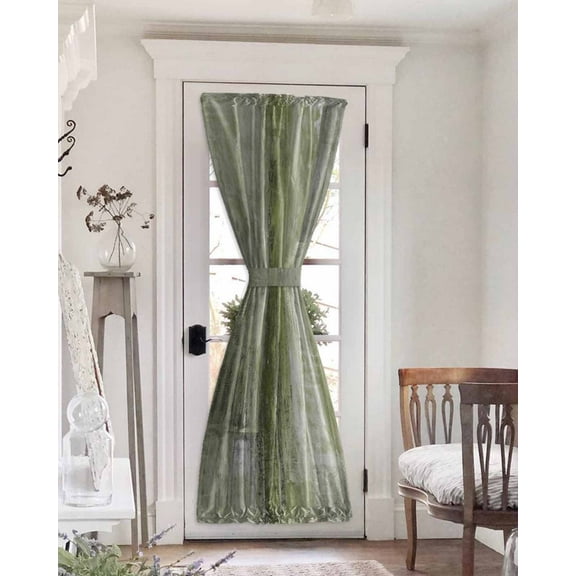 Sage Green Oil Painting Blackout Curtains French Door Curtains for Door Window, Modern Abstract Graffiti Street Art Privacy Drapery for Patio/Sidelight Doors, 1 Panel with Tieback, 25 x 72 Inches