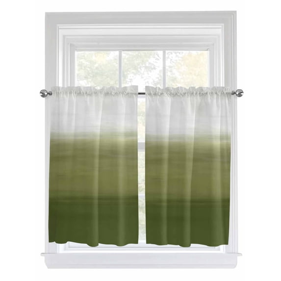 Sage Green Ombre 2 Panel Kitchen Curtains for Windows, Modern Abstract Art Texture Bathroom Privacy Curtain, Home Décor Window Treatment for Bedroom/Living Room 55"x45"