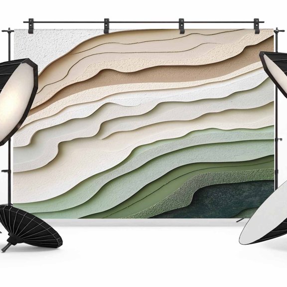 Sage Green Ombre Backdrop for Photoshoot, Photography Photo Studio Background Wall Backdrop, Modern Abstract Geometric Art Back Drop Banner Panel for Portraits Wedding Live Streaming Decor 7x5Ft