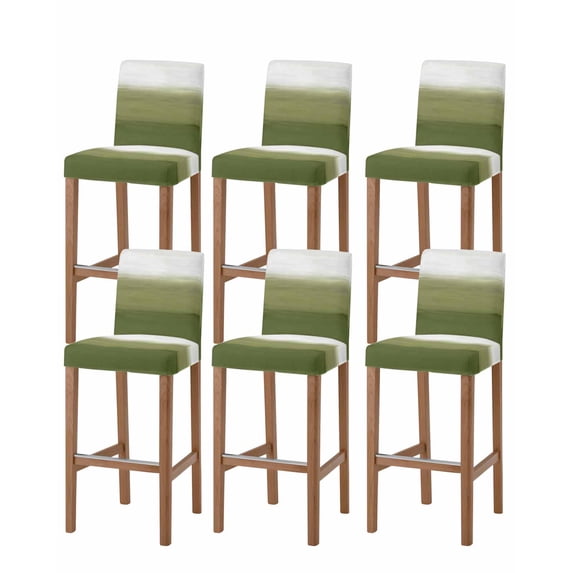 Sage Green Ombre Bar Stool Covers Set of 6, Modern Abstract Art Texture Stretch Washable Bar Chair Covers with Backs, Removable Pub Counter Height Chair Cover for Kitchen Dining Room Cafe