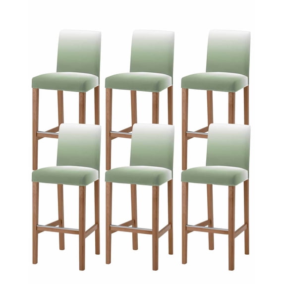 Sage Green Ombre Bar Stool Covers Set of 6, Modern Sage Green Abstract Art Stretch Washable Bar Chair Covers with Backs, Removable Pub Counter Height Chair Cover for Kitchen Dining Room Cafe