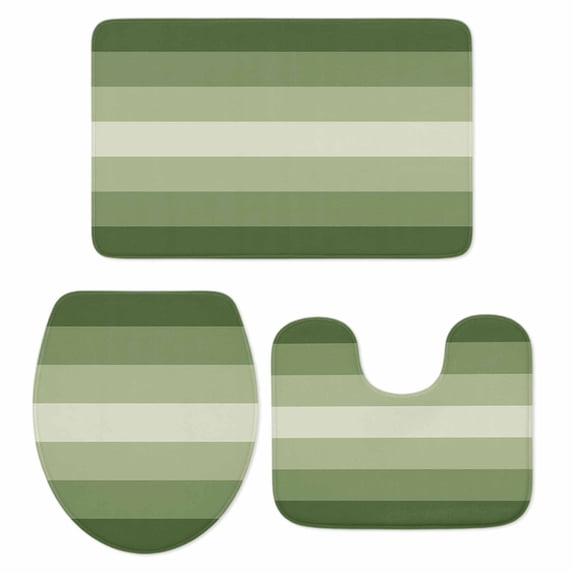 Sage Green Ombre Bath Mat 3 Piece Bathroom Rug Set, Sage Green Gradient Woods Farmhouse Non Slip Bath Rug Contour Mat and Toilet Lid Cover, Absorbent Shower Mats Soft Bath Rugs and Mats Sets