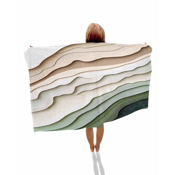 Sage Green Ombre Beach Towels Oversized Super Absorbent, Modern Abstract Geometric Art Lightweight Bath Towel Quick Dry Sets For Bathroom/Pool/Rv Camping/Beach Play/Gym Room/Picnic 23"x47"