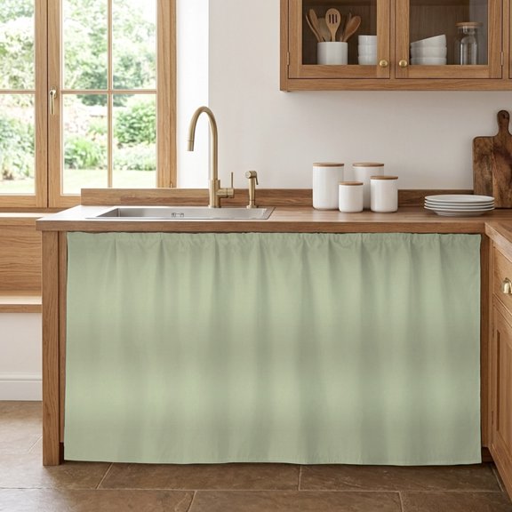 Sage Green Ombre Cabinet Curtains for Kitchen 32"W x 55"L, Modern Gradient Solid Color Abstract Rustic Pantry Curtain Skirt Magic Tape Short Curtains Decor Privacy Panel for Utility Closet Bathroom