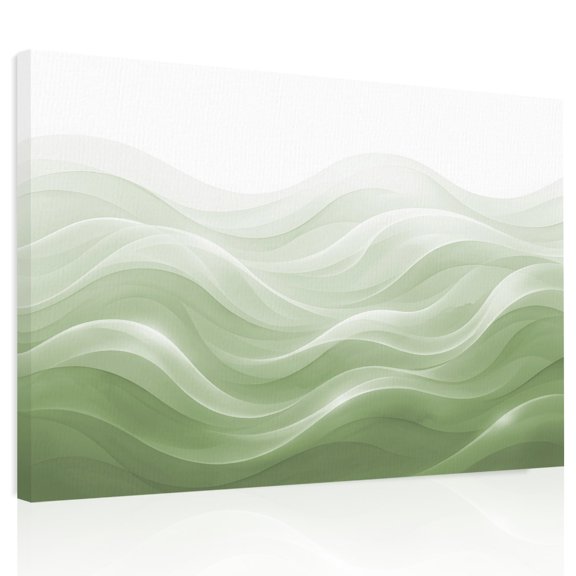 Sage Green Ombre Canvas Print Wall Art, Abstract Modern Gradient Ripple Wall Decor Modern Artwork Paintings Pictures for Living Room Framed and Stretched Ready to Hang 20" x 24"
