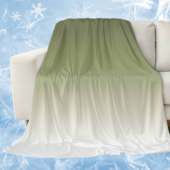 Sage Green Ombre Cooling Blanket for Hot Sleepers, Soft Breathable Cool Summer Blanket for Night Sweats, Farmhouse Sage Green Ombre Lightweight Ice Silk Bed Throw Blankets All Season 50"x60"