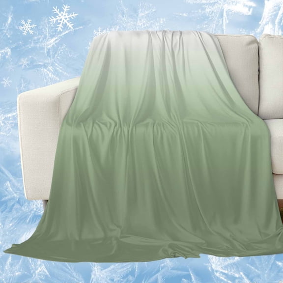 Sage Green Ombre Cooling Blanket, Lightweight Breathable Summer Throw Blanket with Double Sided Cold Effect, Modern Sage Green Abstract Art Picnic Beach Blankets Bed Sheet for Hot Sleepers 30"x40"