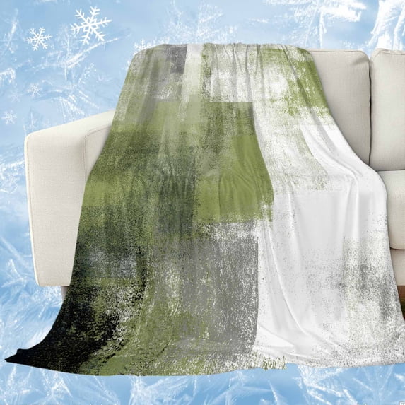 Sage Green Ombre Cooling Blanket, Lightweight Breathable Summer Throw Blanket with Double Sided Cold Effect,Vintage Shabby Abstract Plaid Art Picnic Beach Blankets Bed Sheet for Hot Sleepers 60"x80"