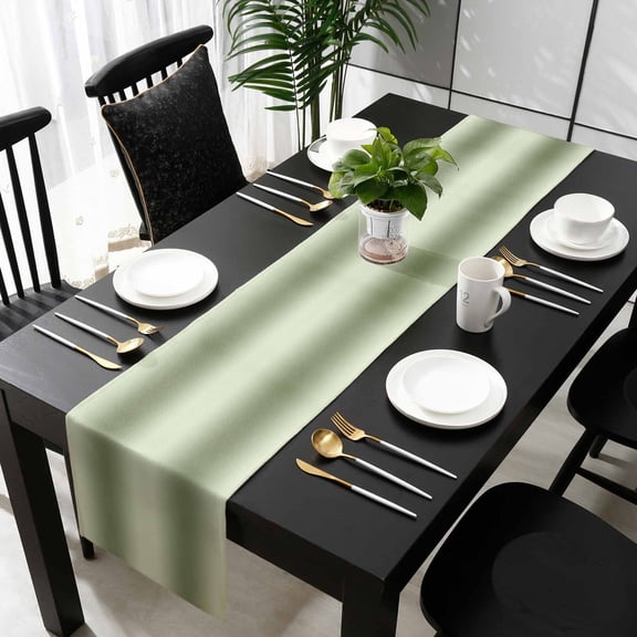 Sage Green Ombre Cotton Linen Small Table Runner 13 x 60 inch Modern Abstract Art Non-slip Rectangular Dining Table Decor for Wedding Party Holiday Dinner