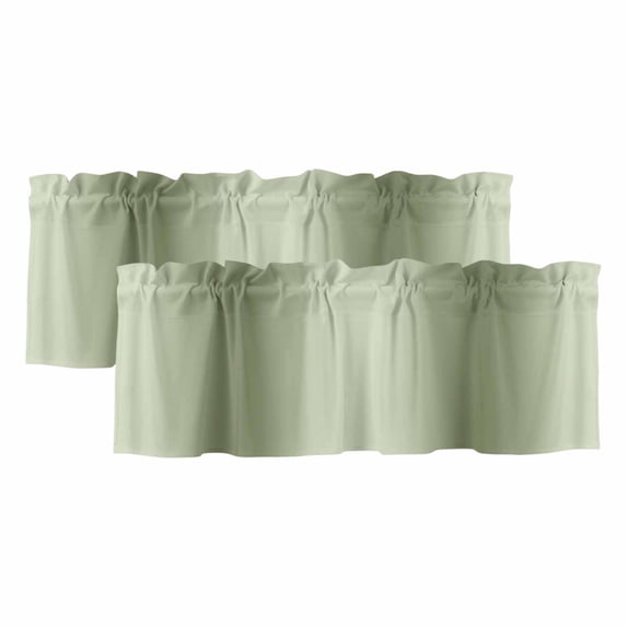 Sage Green Ombre Curtain Valances for Windows, Kitchen Valance Window Treatments Panel 2 Pack, Modern Abstract Art Farmhouse Gradient Rod Pocket Short Curtains for Bathroom Bedroom 42 x 12 Inch