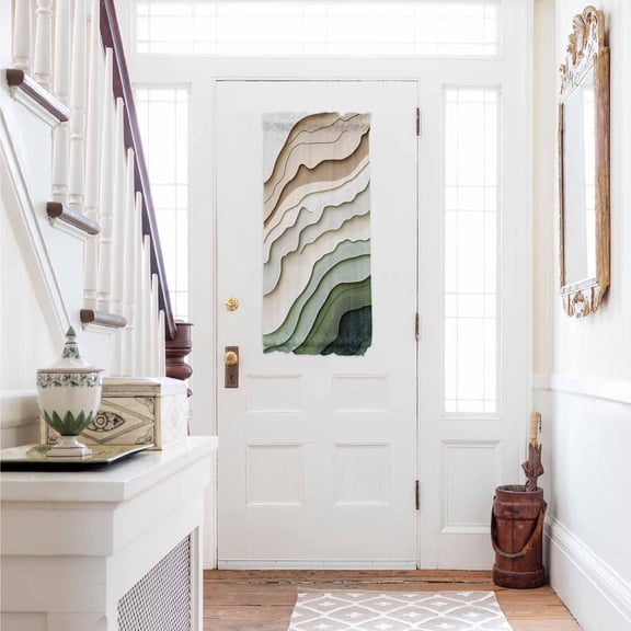 Sage Green Ombre Door Curtains for Door Window, French Sidelight Front Back Door Curtains With Tieback, Modern Abstract Geometric Art Kitchen Rod Pocket Drapes Panel, 25"x40"