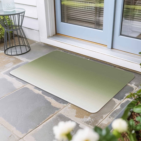 Sage Green Ombre Door Mat Indoor Outdoor, Farmhouse Sage Green Ombre Non Slip Welcome Mat with Rubber Backing, Absorbent Fabric Front Door Mats Entryway Rug for Home Patio Entrance 24"x36"