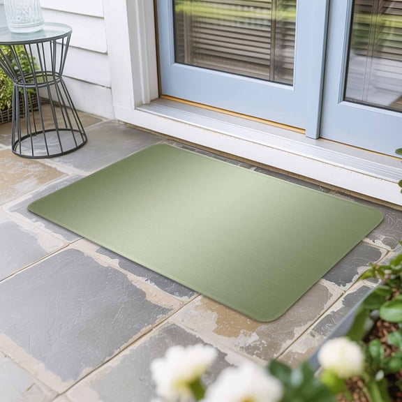 Sage Green Ombre Door Mat Indoor Outdoor, Modern Gradient Abstract Art Non Slip Welcome Mat with Rubber Backing, Absorbent Fabric Front Door Mats Entryway Rug for Home Patio Entrance 16"x24"