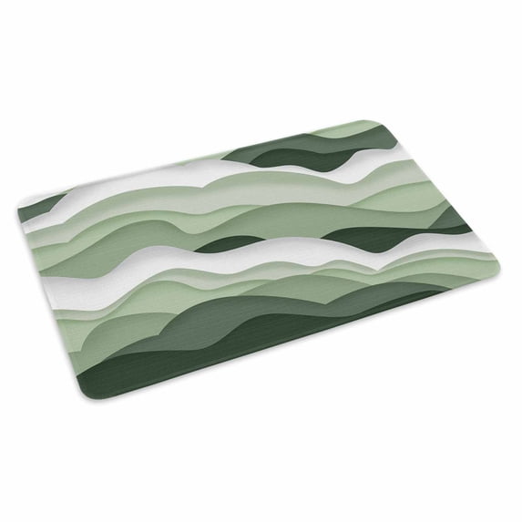 Sage Green Ombre Doormat Outdoor Entrance 16"x24", Modern Moire Geometric Abstract Absorb Moisture Dirt Door Mats, Non-Slip Rubber Backing Floor Mats Indoor, Low-Profile Front Door Rugs