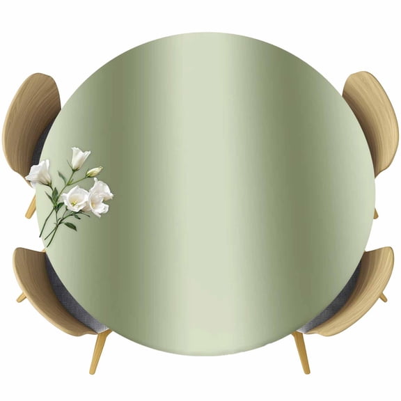 Sage Green Ombre Fitted Tablecloth with Elastic Edged, Round Table Cloth for Dining Table, Modern Abstract Art Farmhouse Gradient Waterproof Oil Proof Table Cover for Indoor Outdoor 36"-44"