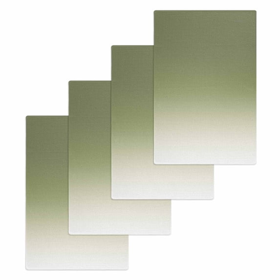 Sage Green Ombre Hand Towels Set, Waffle Weave Kitchen Towels 4 Pieces, Farmhouse Sage Green Ombre Microfiber Hair Face Bath Tea Towel Absorbent Quick Drying Cleaning Dish Cloths 15.7"x23.6"