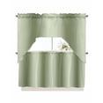 thumbnail image 1 of Sage Green Ombre Kitchen Curtain and Valance Set 3 Pieces,Rod Pocket Short Tier Curtains 24 Inch Length,Modern Abstract Art Farmhouse Gradient Swag Topper Small Window Treatment for Cafe Bathroom, 1 of 6