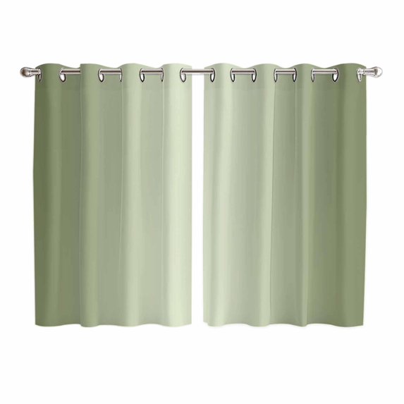 Sage Green Ombre Kitchen Curtains 63 Inch Length, Modern Gradient Abstract Art Grommet Top Bedroom Living Room Curtains, Light Filtering Cafe Curtain Drapes 2 Panels Set 104''x63''
