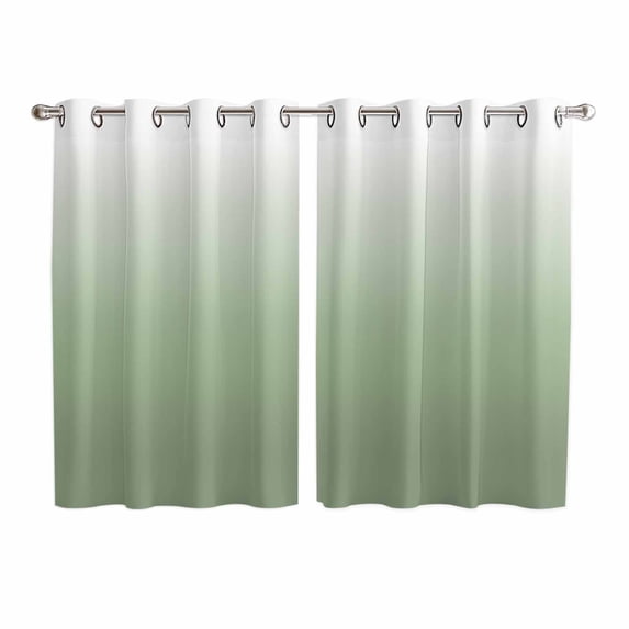 Sage Green Ombre Kitchen Curtains 72 Inch Length, Modern Sage Green Abstract Art Grommet Top Bedroom Living Room Curtains, Light Filtering Cafe Curtain Drapes 2 Panels Set 104''x72''
