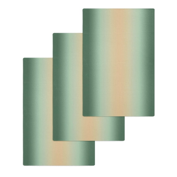 Sage Green Ombre Kitchen Dish Towels for Drying Dishes Set of 3, Modern Yellow Gradient Farmhouse Art Waffle Weave Microfiber Hand Tea Bathroom Towels Quick Dry & Absorbent Towel 15.7x23.6