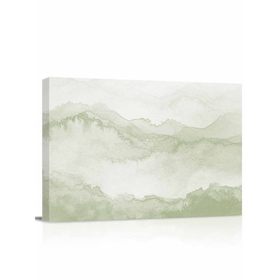 Sage Green Ombre Mountain Wall Art for Living Room,Canvas Picture Wall Decor for Bathroom Bedroom,Nature Abstract Art Marble Painting Artwork for Office Kitchen Hallway Dining Room Home Decor 12"x16"