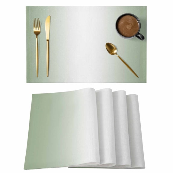 Sage Green Ombre Placemats Set of 2, Cotton Linen Fabric Place Mats, Sage Green White Gradient Modern Washable Decorative Table Mats Protector for Home Kitchen Dining Wedding Party Coffee Tables