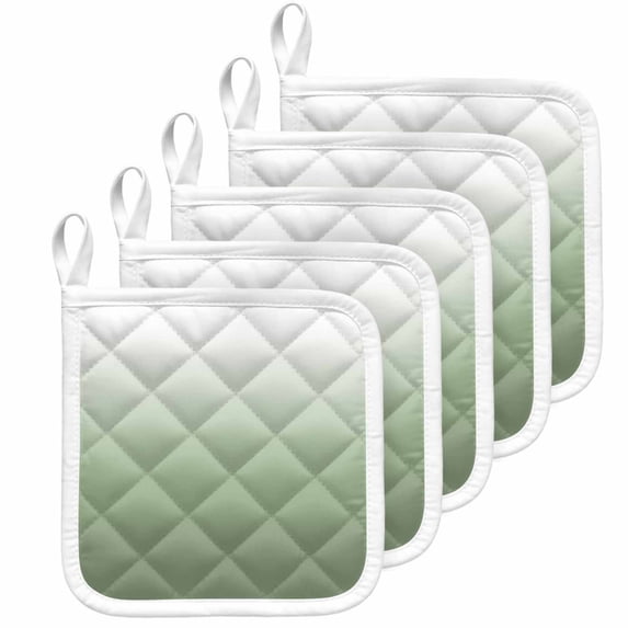 Sage Green Ombre Pot Holders for Kitchen Heatproof Potholder, 5 Pack Modern Sage Green Abstract Art Hot Pads Multipurpose Oven Pads Cloth Potholders Trivet for Cooking Baking