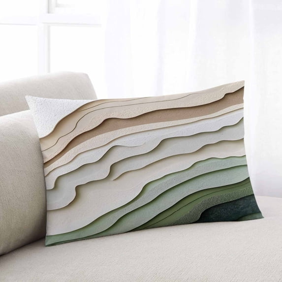 Sage Green Ombre Queen Size Pillow Cover, Pillowcase Protectors with Zipper, Breathable Decorative Throw Pillow Case Cover, Modern Abstract Geometric Art Pillow Shams for Couch Sofa 20x30Inch