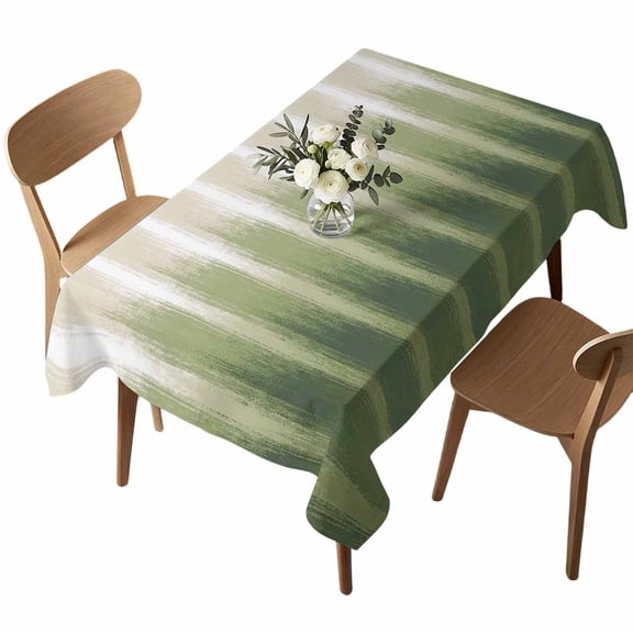 Sage Green Ombre Rectangle Tablecloth Modern Abstract Green Beige Linear Drips Coastal Waterproof Wrinkle Free Soft Table Cloth Spill-Proof Washable Table Cover for Dining Party Picnic 52 x 70 Inch