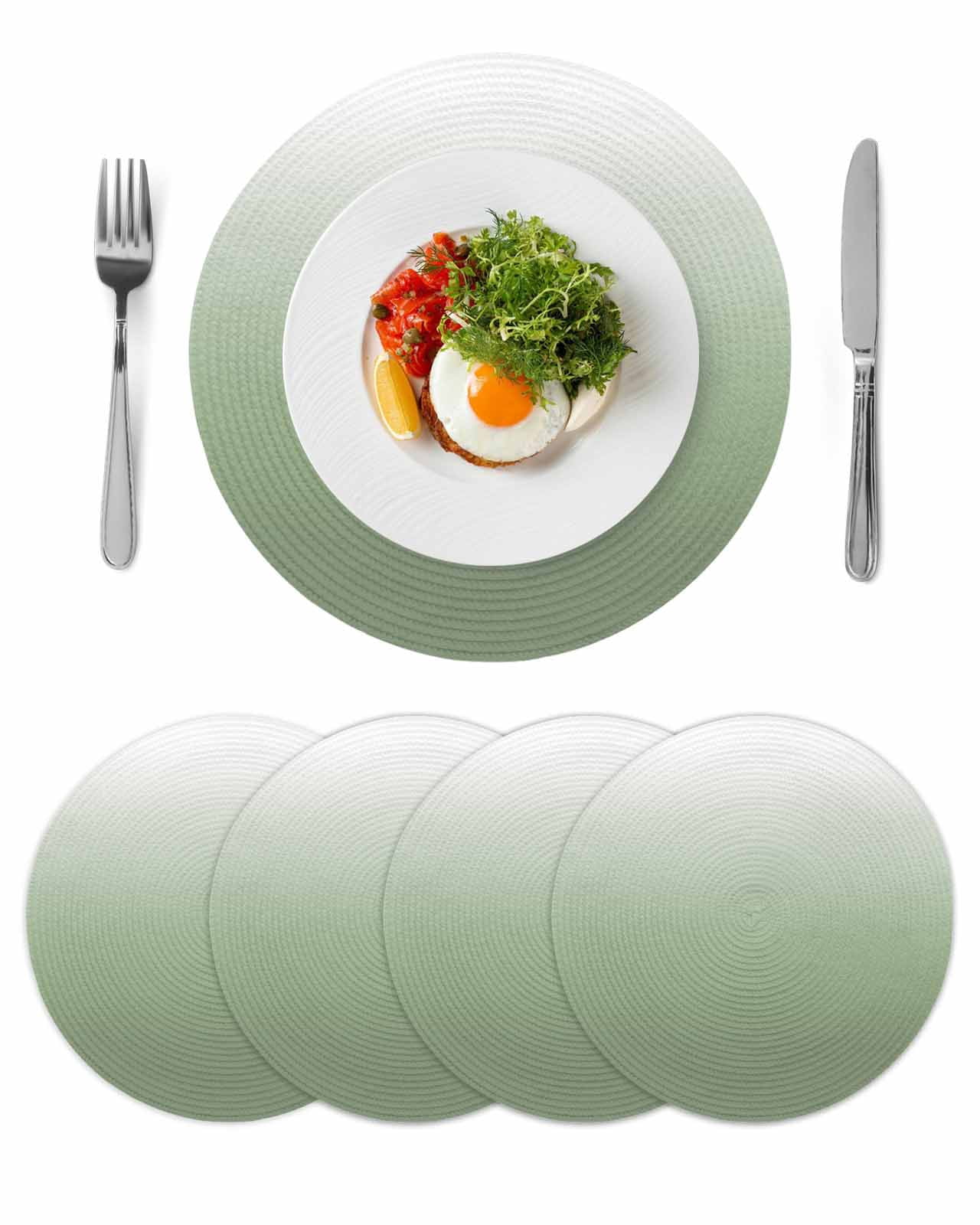 Sage Green Ombre Round 13 Inch Placemats Set of 4, Modern Sage Green ...
