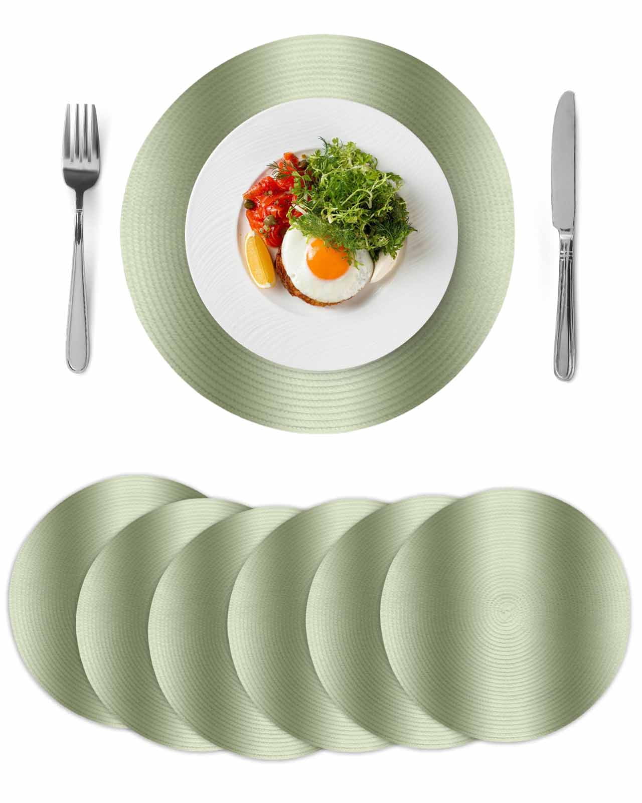Sage Green Ombre Round 13 Inch Placemats Set of 6, Modern Abstract Art ...