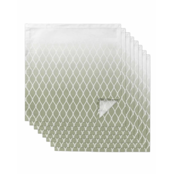 Sage Green Ombre Stripe Cloth Napkins Set of 8 Reusable Dinner Napkins, Modern Abstract Gradient Striped Cocktail Napkin Washable Table Napkins for Wedding/Holiday Party/Baby Shower 20"x20"