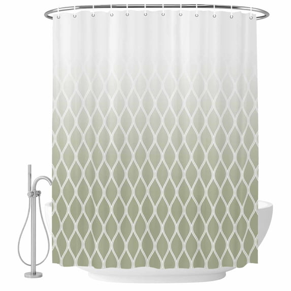 Sage Green Ombre Stripe Shower Curtain, Waterproof Shower Curtains for Bathroom, Modern Abstract Gradient Striped Washable Fabric Bathtub Curtain Set Bath Decor with 12 Hooks 72"x78"