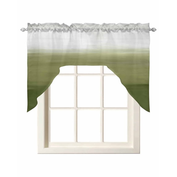 Sage Green Ombre Swag Valances for Windows, Small Curtains Drapes, Modern Abstract Art Texture Kitchen Window Curtains Over Sink Rod Pocket Window Treatment Valance for Bedroom/Bathroom 56"x36"