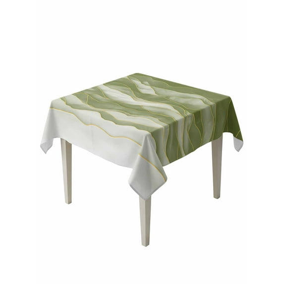 Sage Green Ombre Table Cloth, Modern Moire Abstract Art Luxury Waterproof Tablecloth for Square Tables, Reusable Washable Fabric Table Cover for Restaurant Kitchen Dining Tables 54"x54"