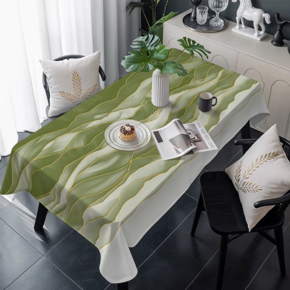Sage Green Ombre Table Cloth Waterproof Tablecloths, Modern Moire Abstract Art Luxury Tablecloth Dining Table Cover for Kitchen Party Tabletop Outdoor, Rectangle Tablecloth 54x108 Inch