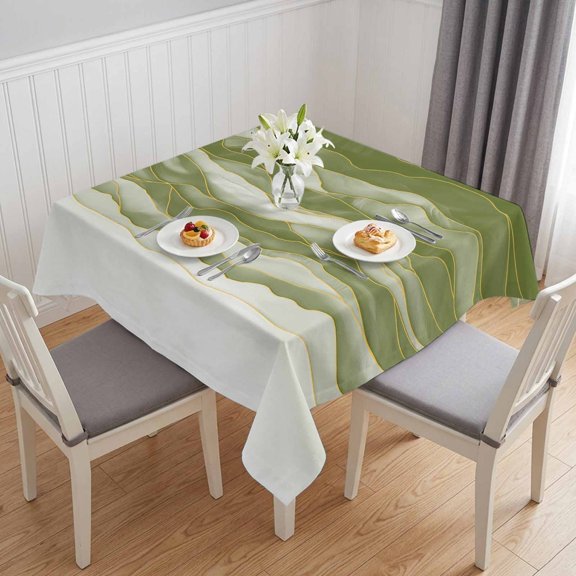 Sage Green Ombre Table Cloth Waterproof Tablecloths, Modern Moire Abstract Art Luxury Tablecloth Dining Table Cover for Kitchen Party Tabletop Outdoor, Square Tablecloth 54x54 Inch