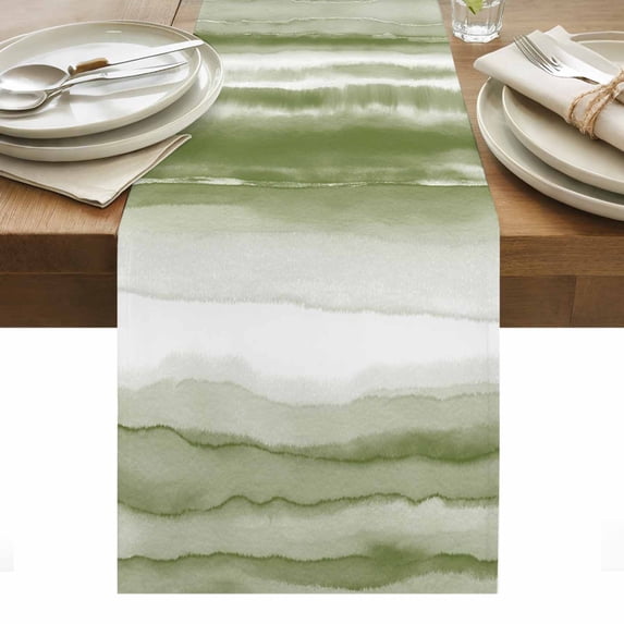 Sage Green Ombre Table Runner - 48 Inch Long, Kitchen Dining Table Runner Dresser Scarves, Modern Abstract Art Farmhouse Farmhouse Decor for Coffee Tables Wedding Party Banquet