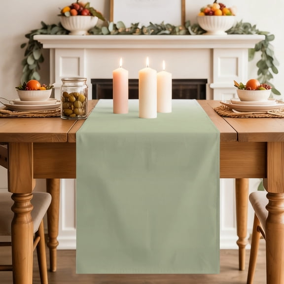Sage Green Ombre Table Runner, Modern Abstract Gradient Minimalist Washable Cotton-linen Table Runners Dining Kitchen Decoration for Everyday Home Wedding Party Decor, 18 x72 Inch
