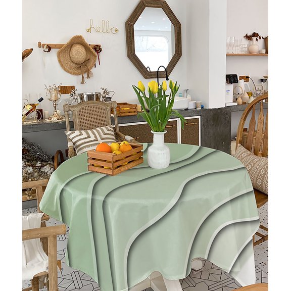 Sage Green Ombre Tablecloth Square Table Cloth 60x60 , Waterproof Tablecloth Outdoor Table Cloth, Modern Geometric Abstract Art Aesthetics Washable Table Cover for Kitchen Dining Party
