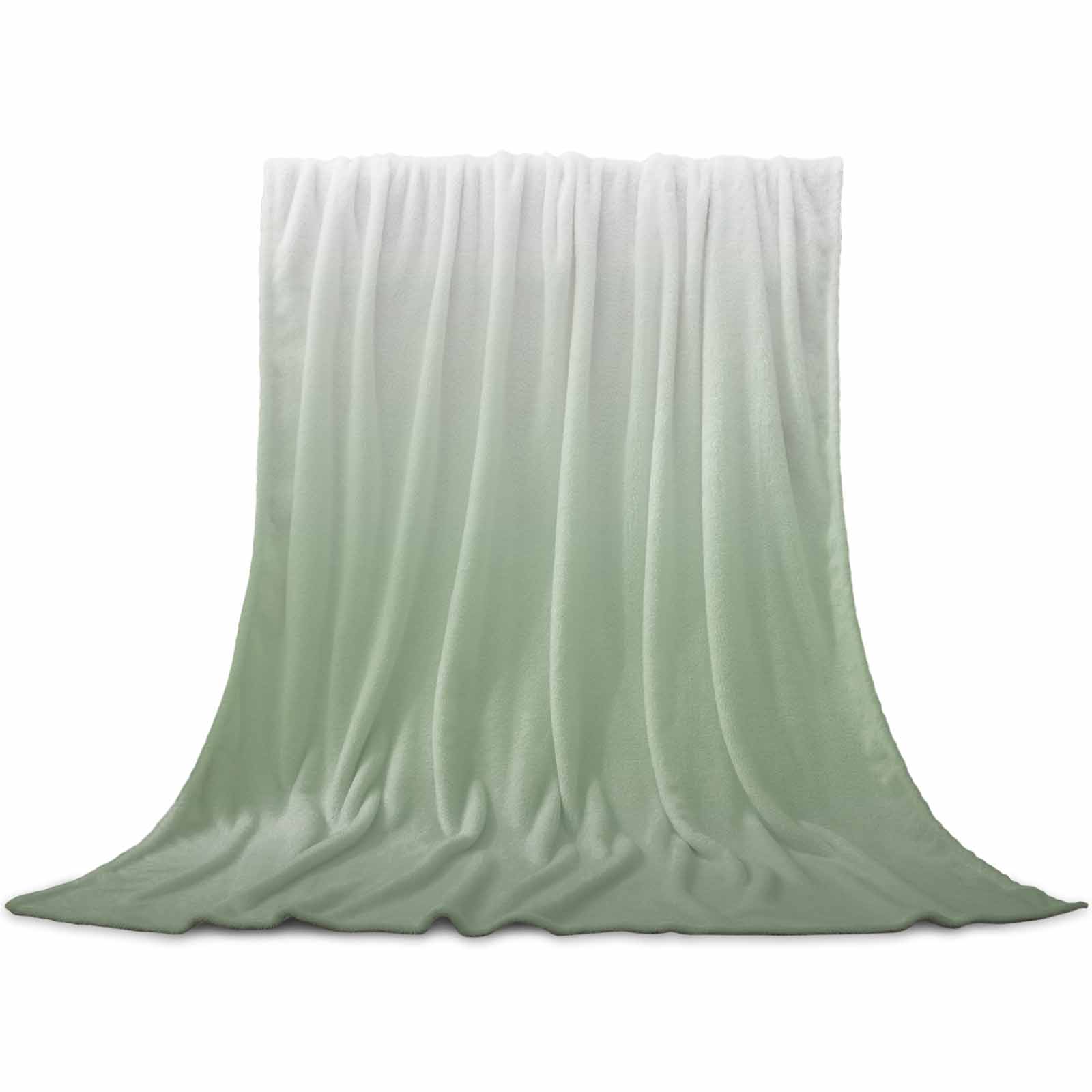 Sage Green Ombre Throw Blankets 60'' x 80'', Soft Flannel Fleece Bed