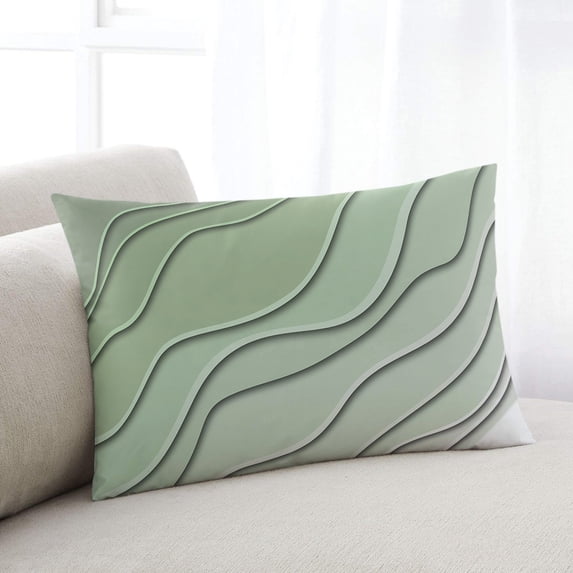 Sage Green Ombre Throw Pillow Cover, Pillowcase Protectors with Zipper, Breathable Decorative Lumbar Pillow Case Cover, Modern Geometric Abstract Art Aesthetics Pillow Shams for Couch Sofa 16x24Inch