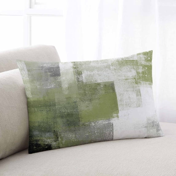 Sage Green Ombre Throw Pillow Covers, Vintage Shabby Abstract Plaid Art Soft Breathable Pillow Cases with Invisible Zipper for Sleeping, Queen Size Pillowcases for Couch Bed Sofa Chair 20x30 Inches
