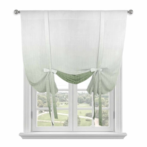 Sage Green Ombre Tie Up Curtains for Windows, Balloon Window Shades, Aesthetics Contemporary Luxury Abstract Art Kitchen Window Treatments Roll Up Curtain for Basement/Nursery 52"x45"