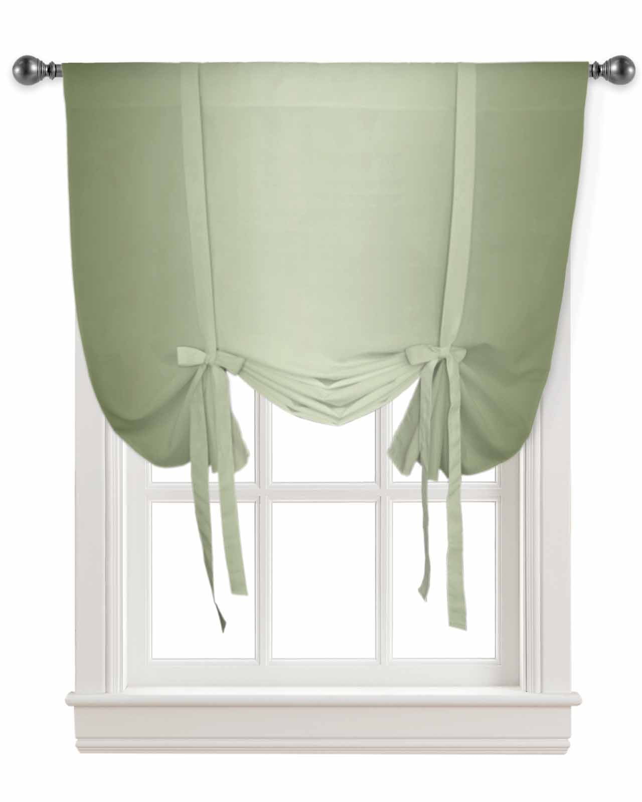 Sage Green Ombre Tie Up Curtains for Window, Thermal Insulted Balloon