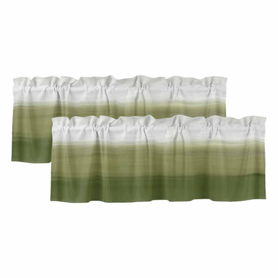 Sage Green Ombre Valances for Windows, Decorative Rod Pocket Window Valance Curtains, Modern Abstract Art Texture Short Curtain Drapes for Kitchen/Bathroom/Living Room, 2 Panels, 42" W x 12" L