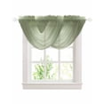 thumbnail image 1 of Sage Green Ombre Waterfall Valances for Windows, Farmhouse Green Gradient Modern Art Kitchen Sheer Valance Curtains, Rod Pocket Elegant Swag Valances for Living Room Bedroom, 47.2"x38.5", 2 Panel, 1 of 8