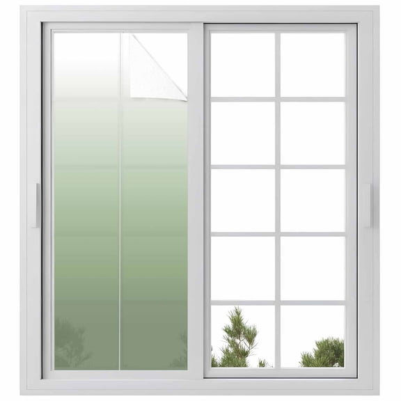 Sage Green Ombre Window Privacy Film, Modern Sage Green Abstract Art Static Cling UV Sun Blocking Heat Control Window Tint Day and Night, Non-Adhesive One Way Windows Privacy Cover 23.6''x59''