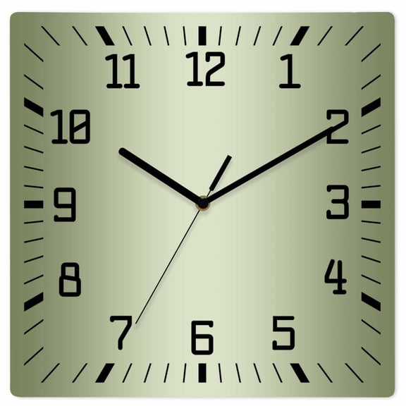 Sage Green Ombre Wooden Wall Clock Silent Non Ticking, Modern Gradient Abstract Art Square Wall Clocks Battery Operated, Decor Clock for Home Office, Living Room, Kitchen, 10 Inch